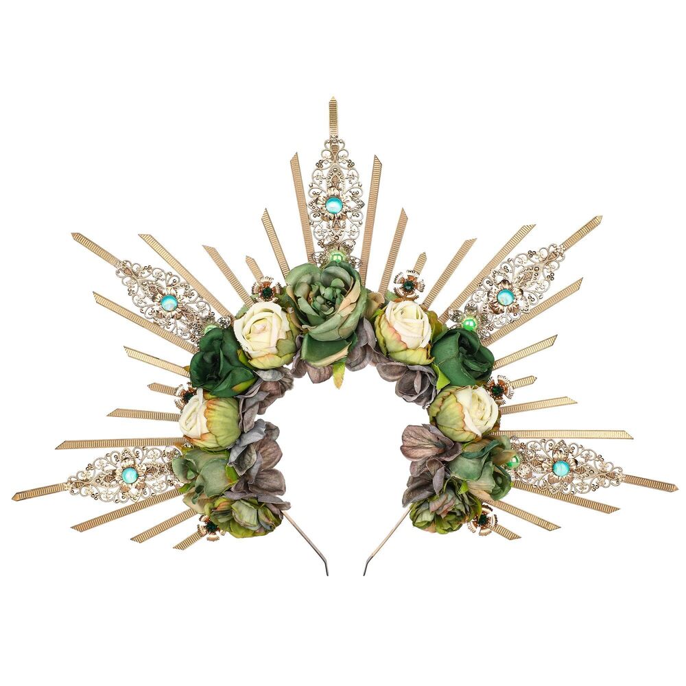 6477 Renfaire Roses Halo Crown - Handmade Woodland Goddess Headpiece
